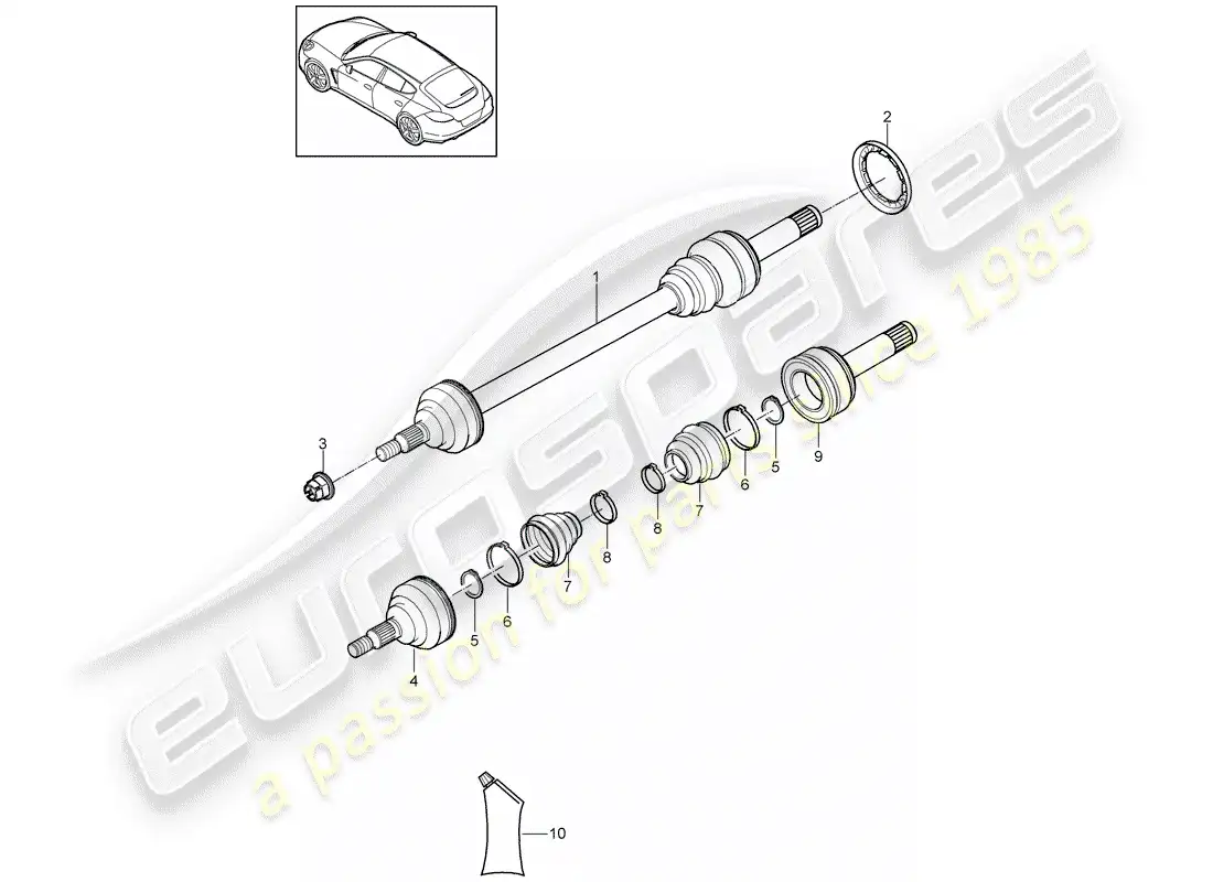 porsche 2011 (panamera 970) drive shaft parts diagram