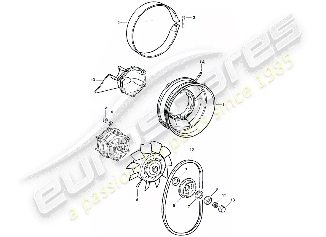 porsche 1985 (911) air cooling parts diagram