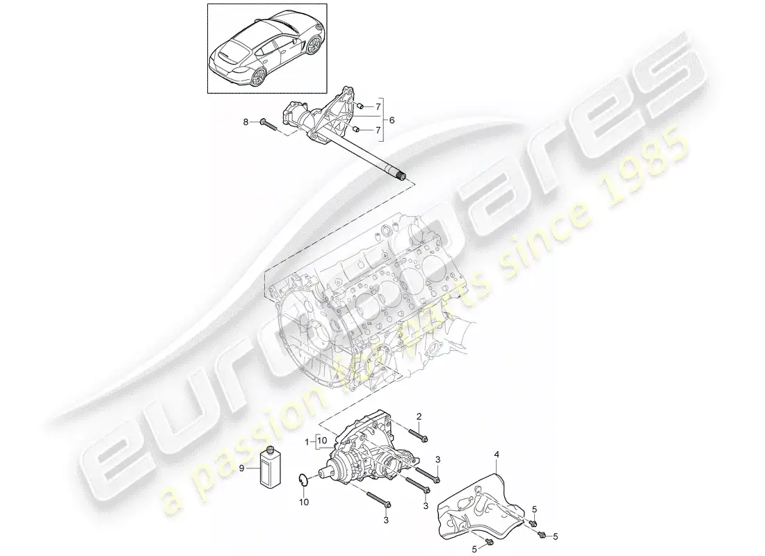 porsche 2012 (panamera 970) front axle differential parts diagram
