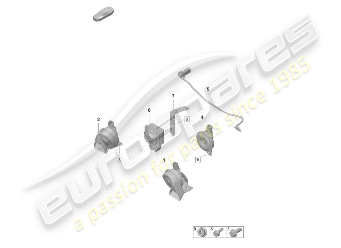 porsche 2024 (panamera 971-2) fanfare signal horn alarm horn part diagram