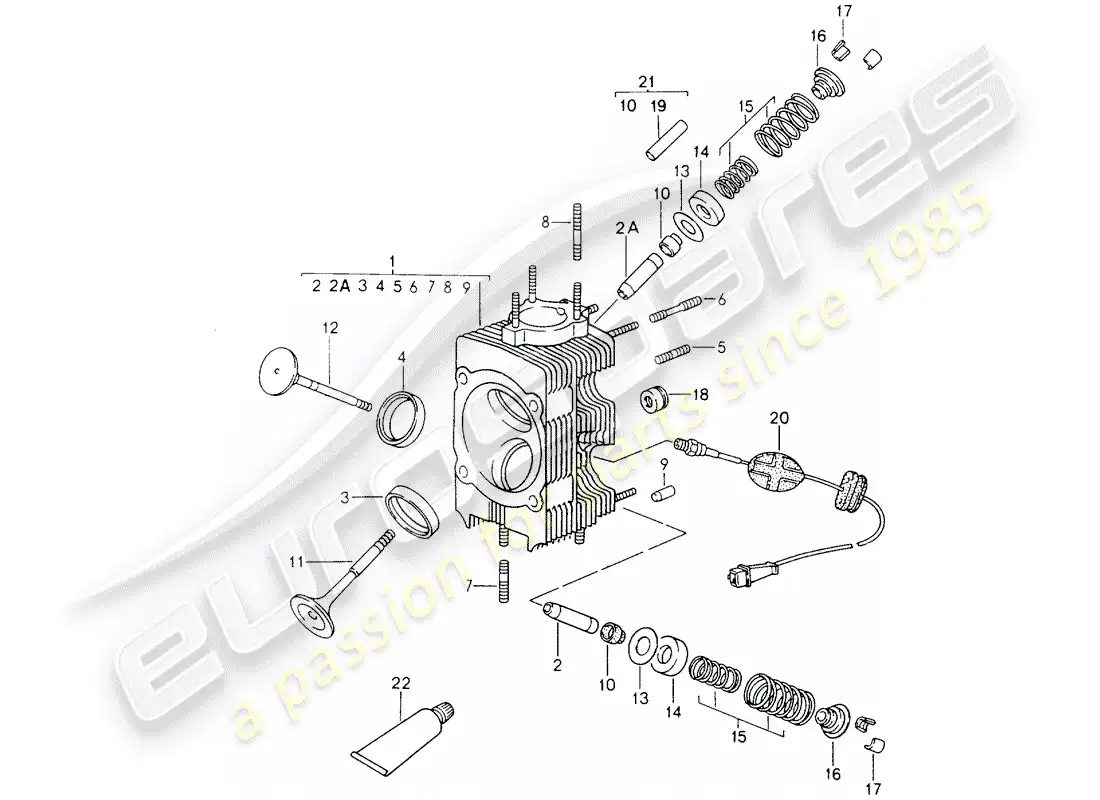 porsche 1989 (964) cylinder head parts diagram