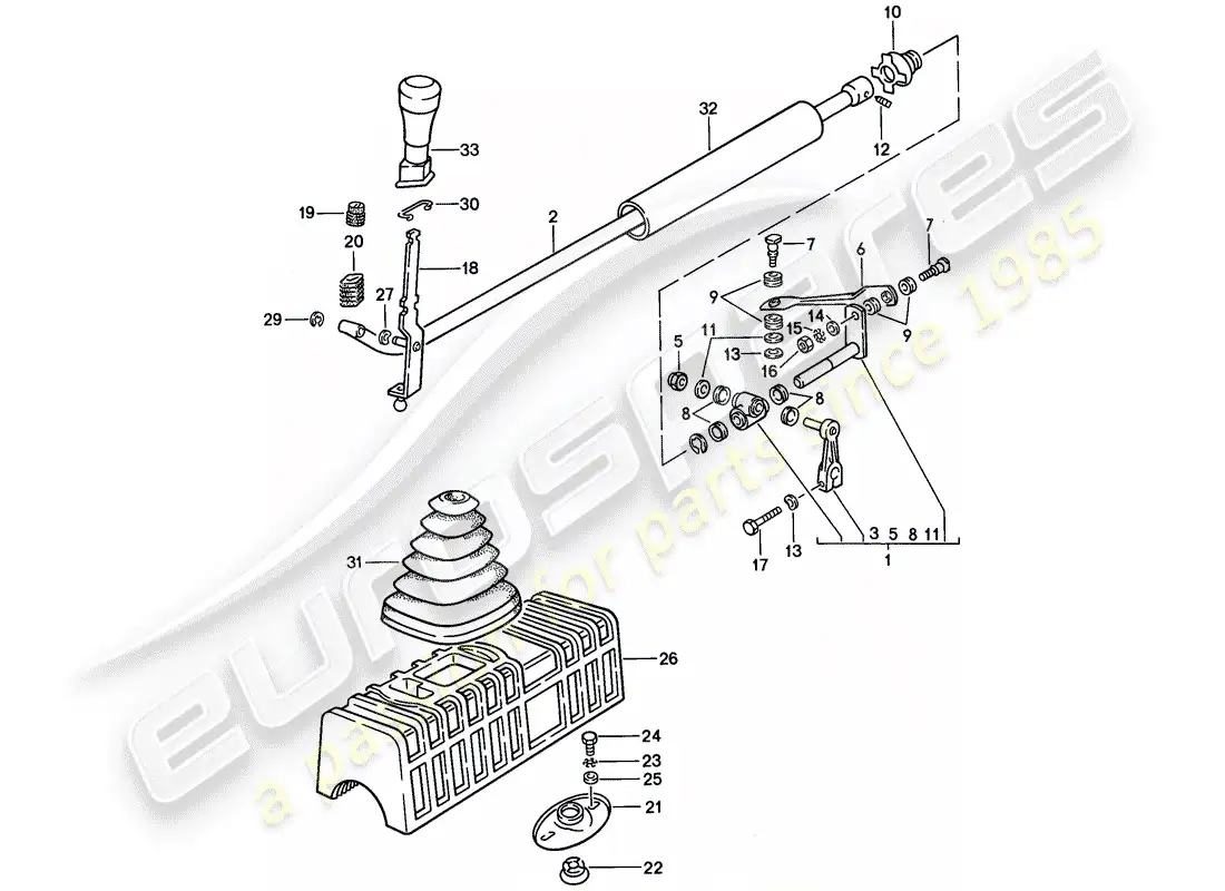 porsche 1979 (924) shift mechanism - manual gearbox parts diagram
