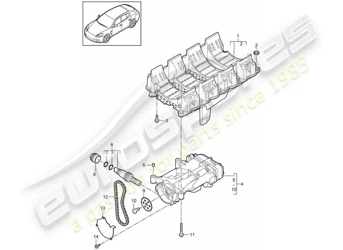 porsche 2014 (panamera 970) oil baffle plate parts diagram