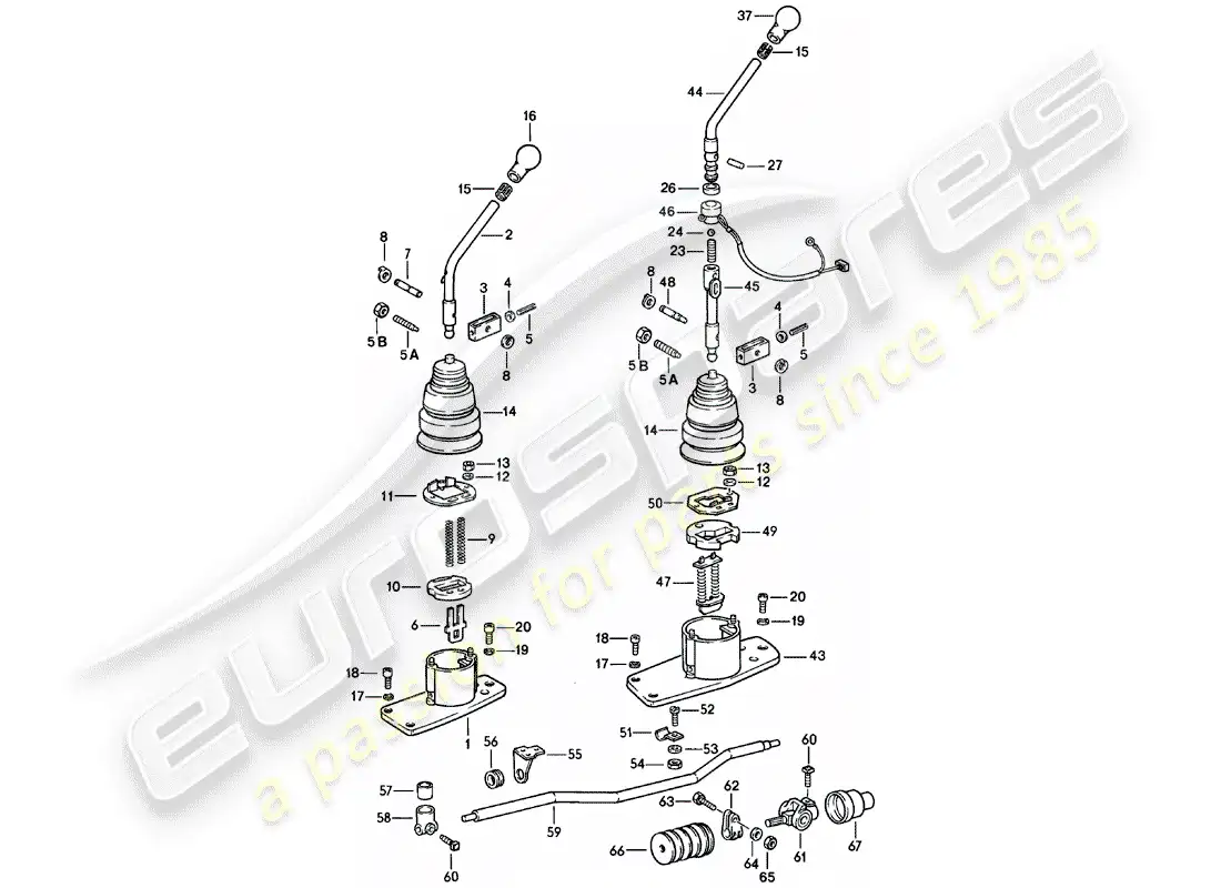 porsche 1981 (911) transmission control parts diagram