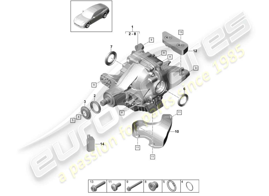 porsche 2021 (panamera 971-1) rear axle differential parts diagram