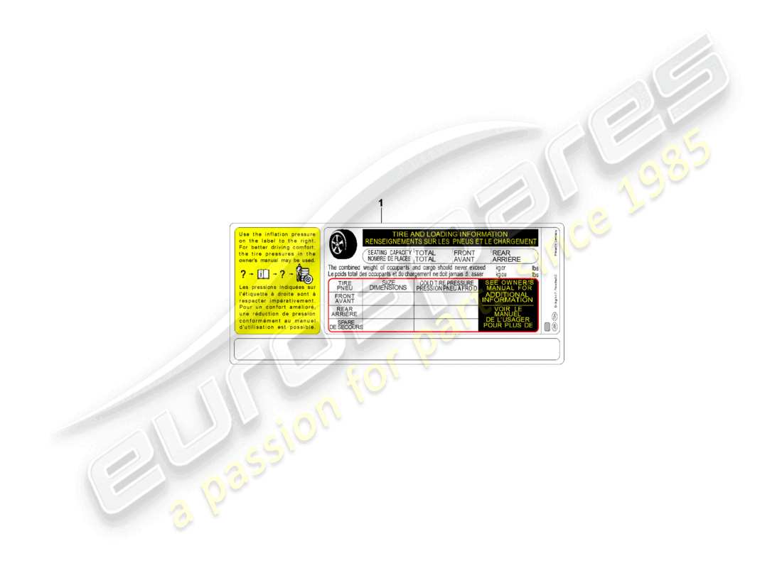 porsche 2023 (cayenne e3 pa) data plate for usa tyre pressure part diagram