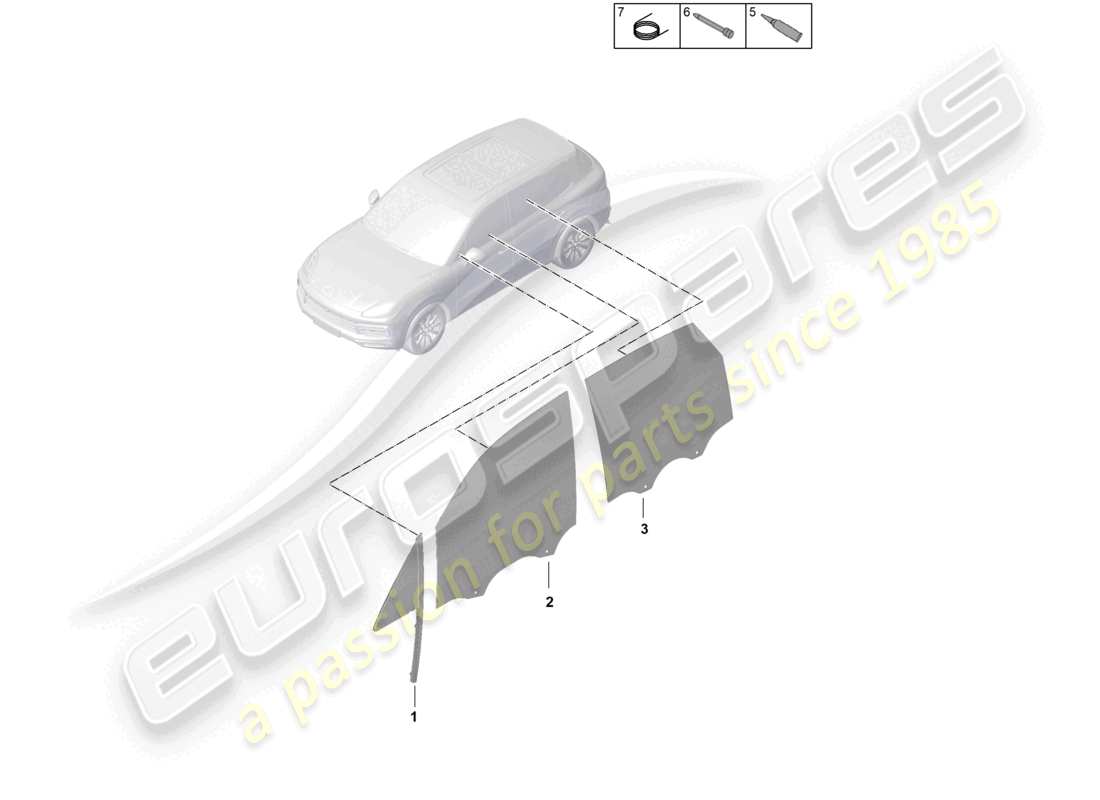 porsche 2022 (cayenne e3 9ya/9yb) side window doors part diagram