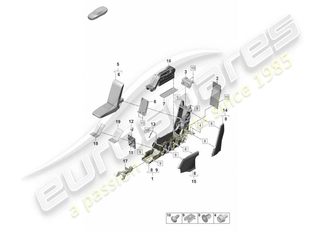 porsche 2024 (panamera 971-2) centre console rear business part diagram