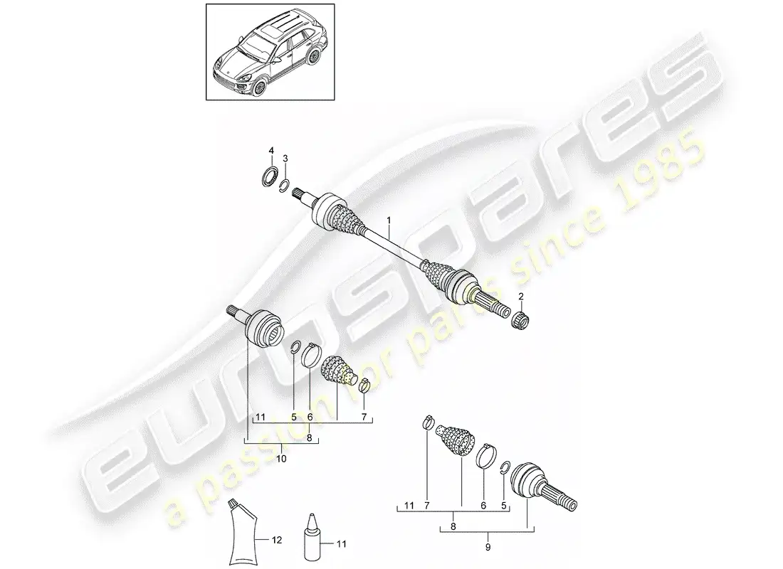 porsche 2014 (cayenne e2 92a) drive shaft part diagram