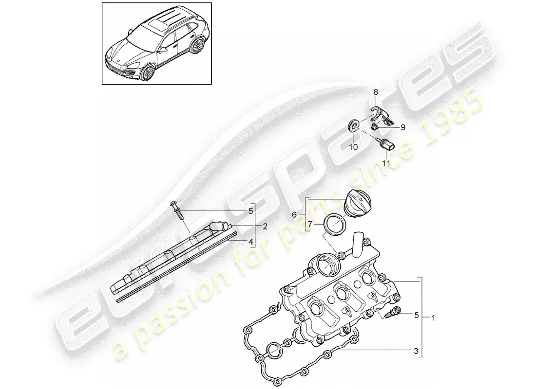porsche 2014 (cayenne e2 92a) valve cover part diagram