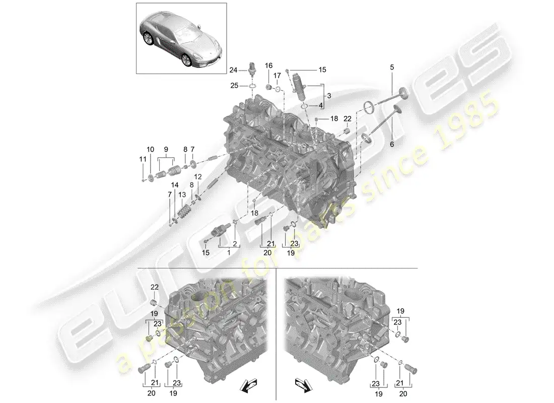 porsche 2016 (981 cayman) cylinder head parts diagram