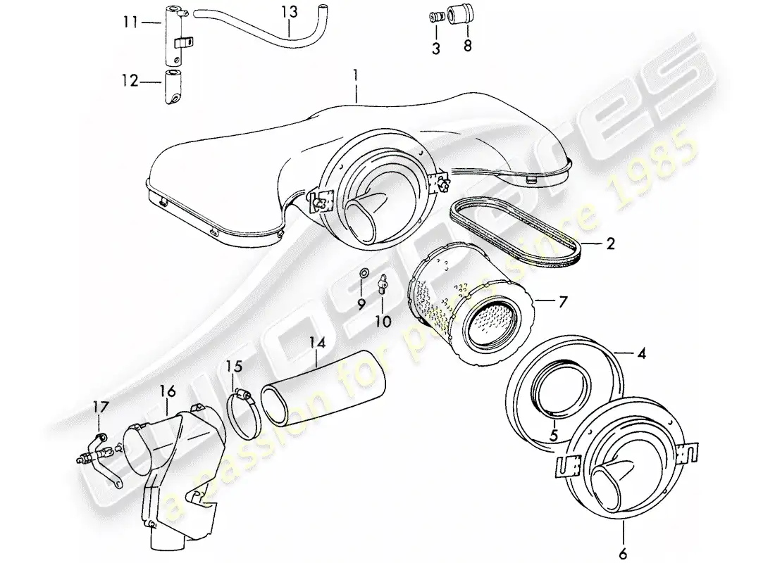 porsche 1971 (911) air cleaner system - for - injection system - d - mj 1972>> parts diagram