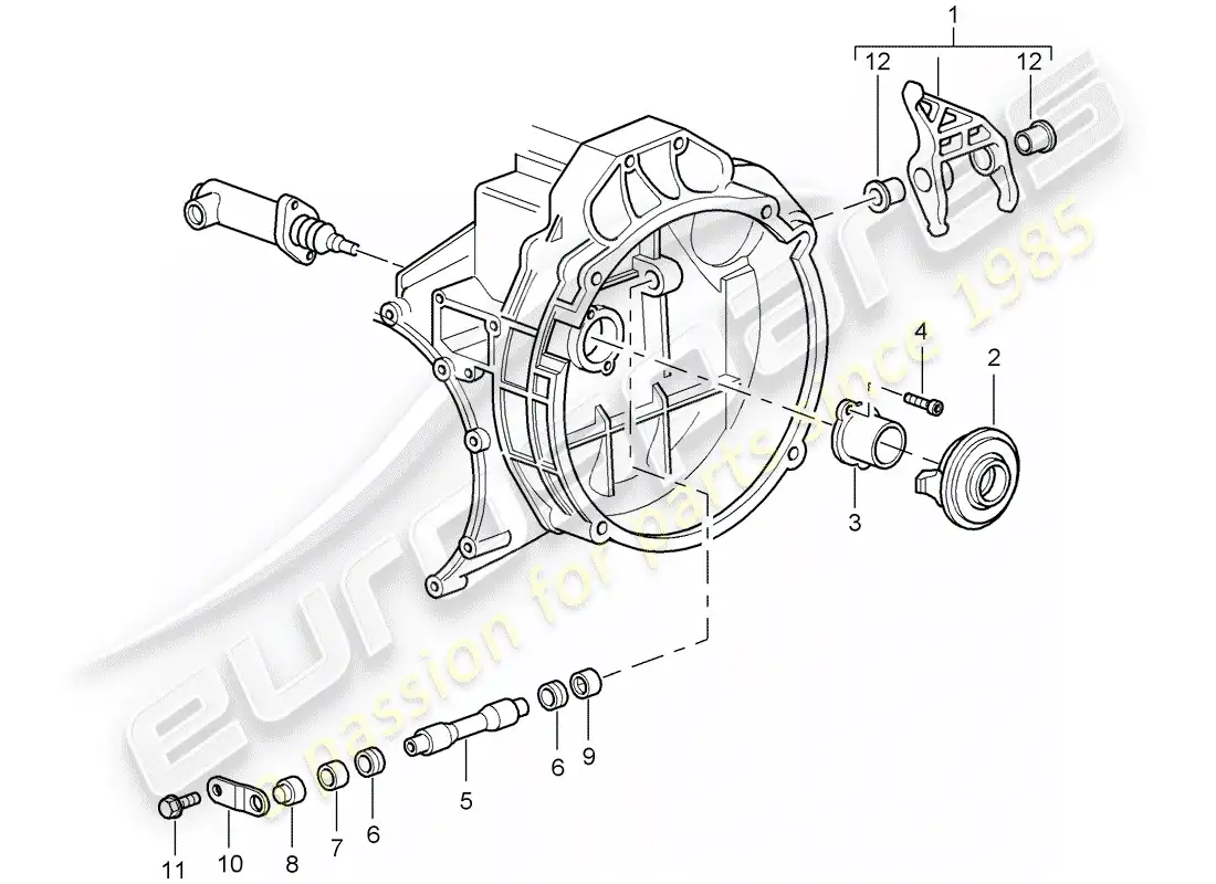 porsche 2008 (997-1 gt3) clutch release parts diagram
