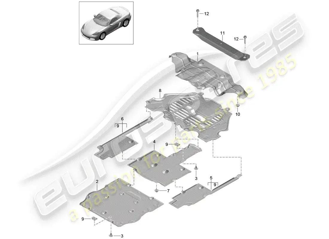 porsche 2019 (718 boxster) lining parts diagram