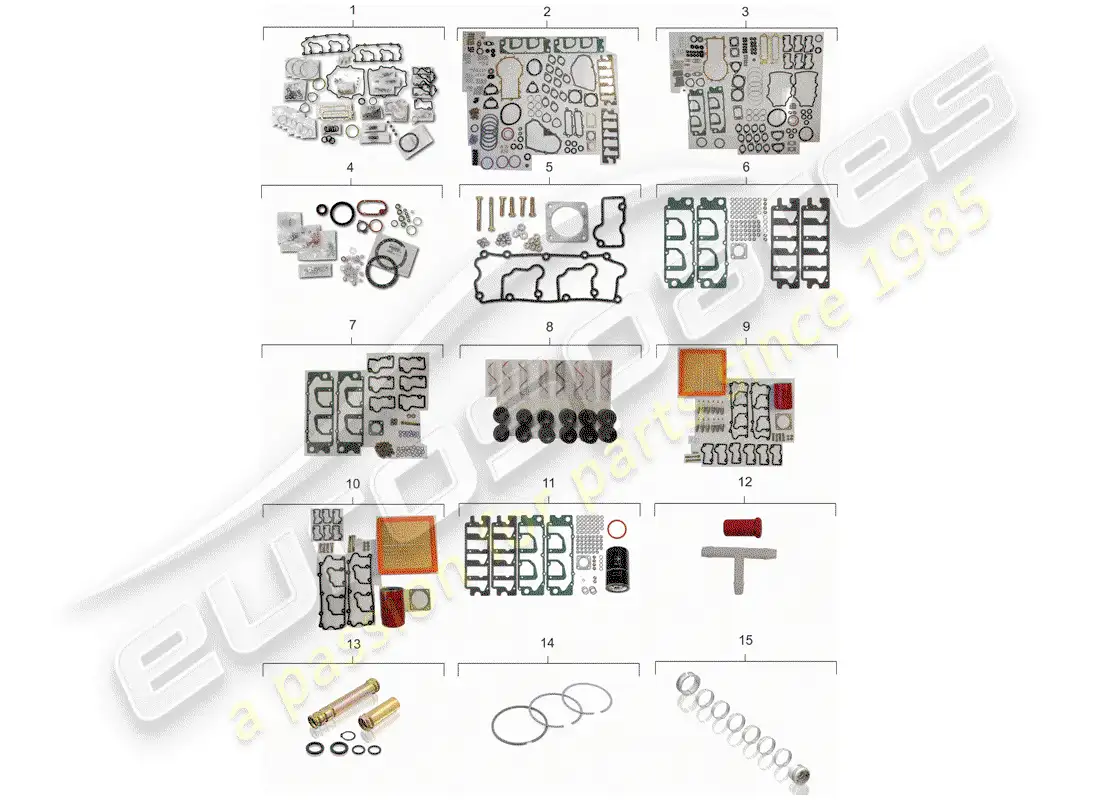 porsche 1994 (964) gasket set - repair kits - maintenance set parts diagram