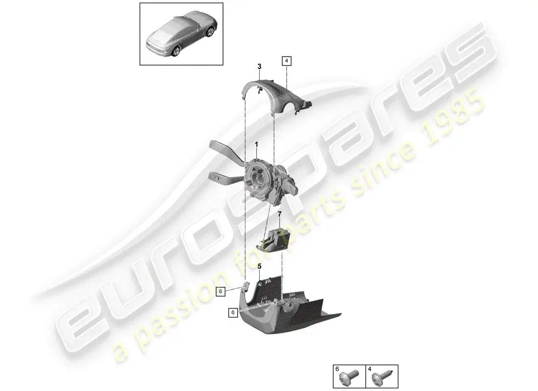 porsche 2019 (panamera 971-1) steering column switch parts diagram