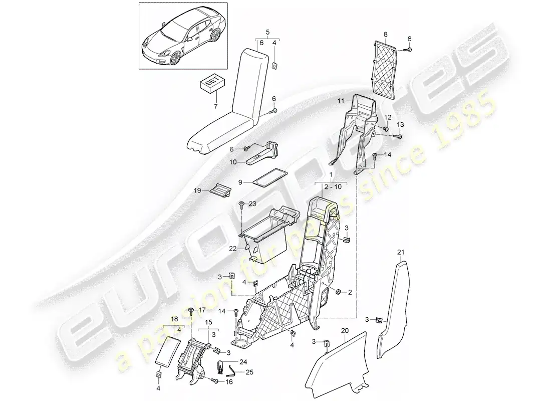porsche 2012 (panamera 970) center console parts diagram