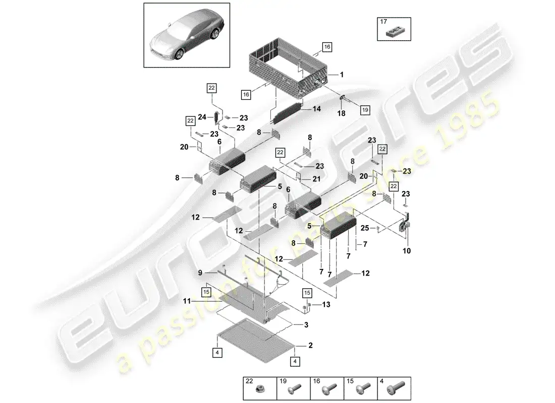 porsche 2019 (panamera 971-1) high-voltage battery parts diagram