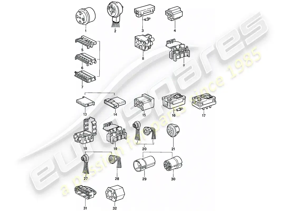 porsche 1986 (911) connector housing parts diagram