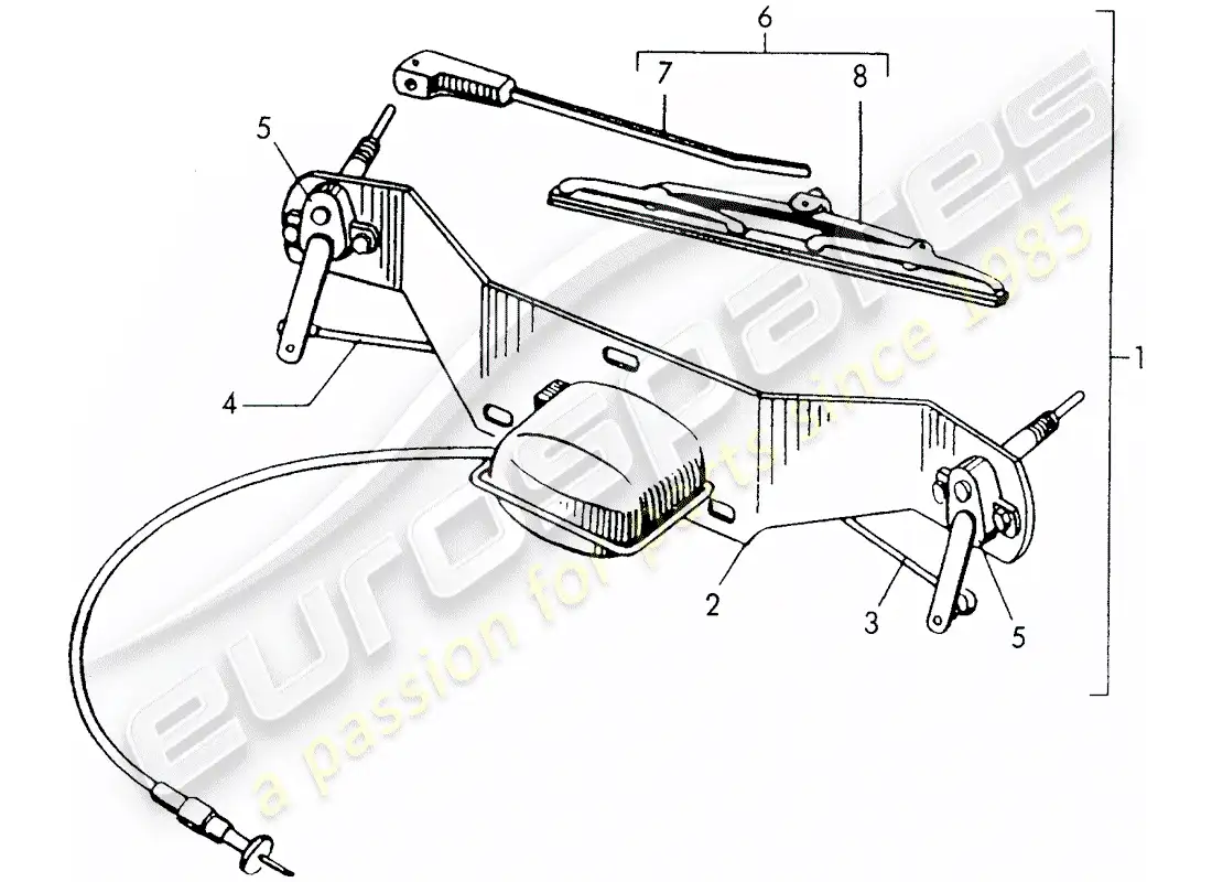 porsche 1952 (356/356a) windscreen wiper system parts diagram
