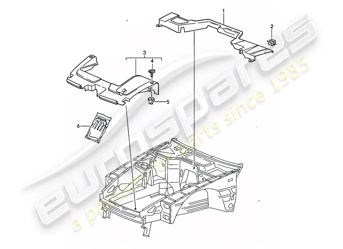 porsche 1995 (968) lining - engine compartment - d >> - mj 1993 parts diagram