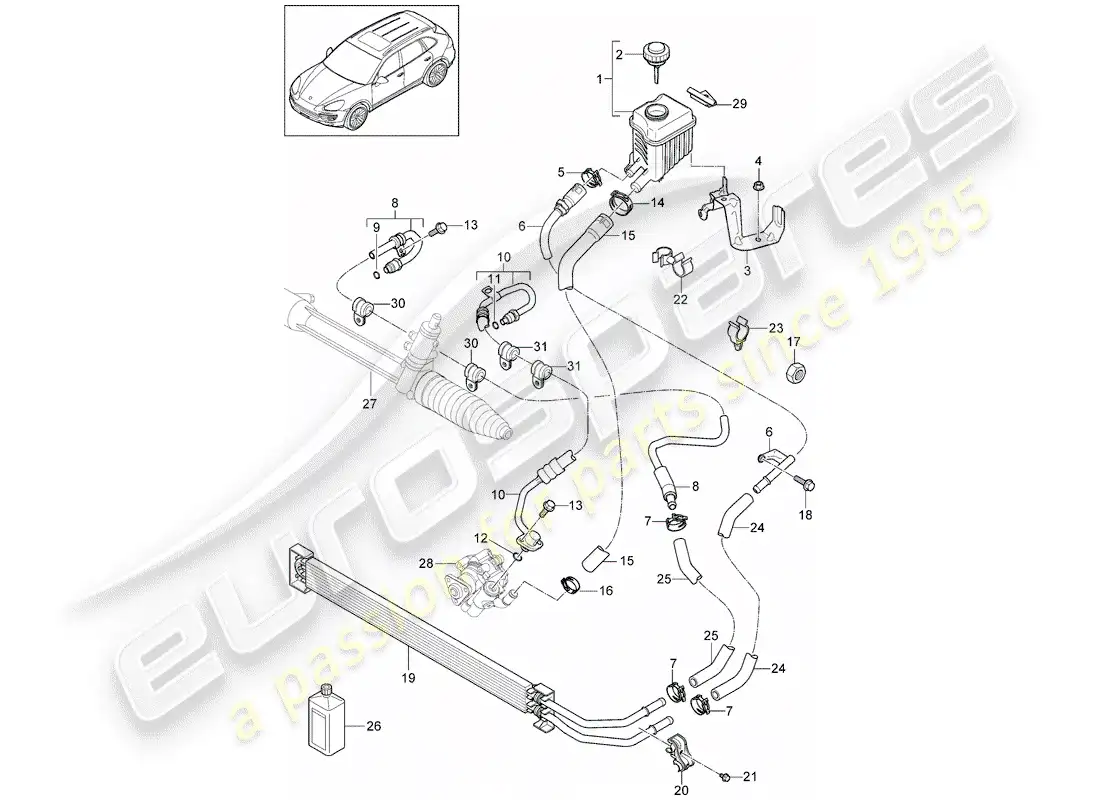 porsche 2014 (cayenne e2 92a) power steering part diagram