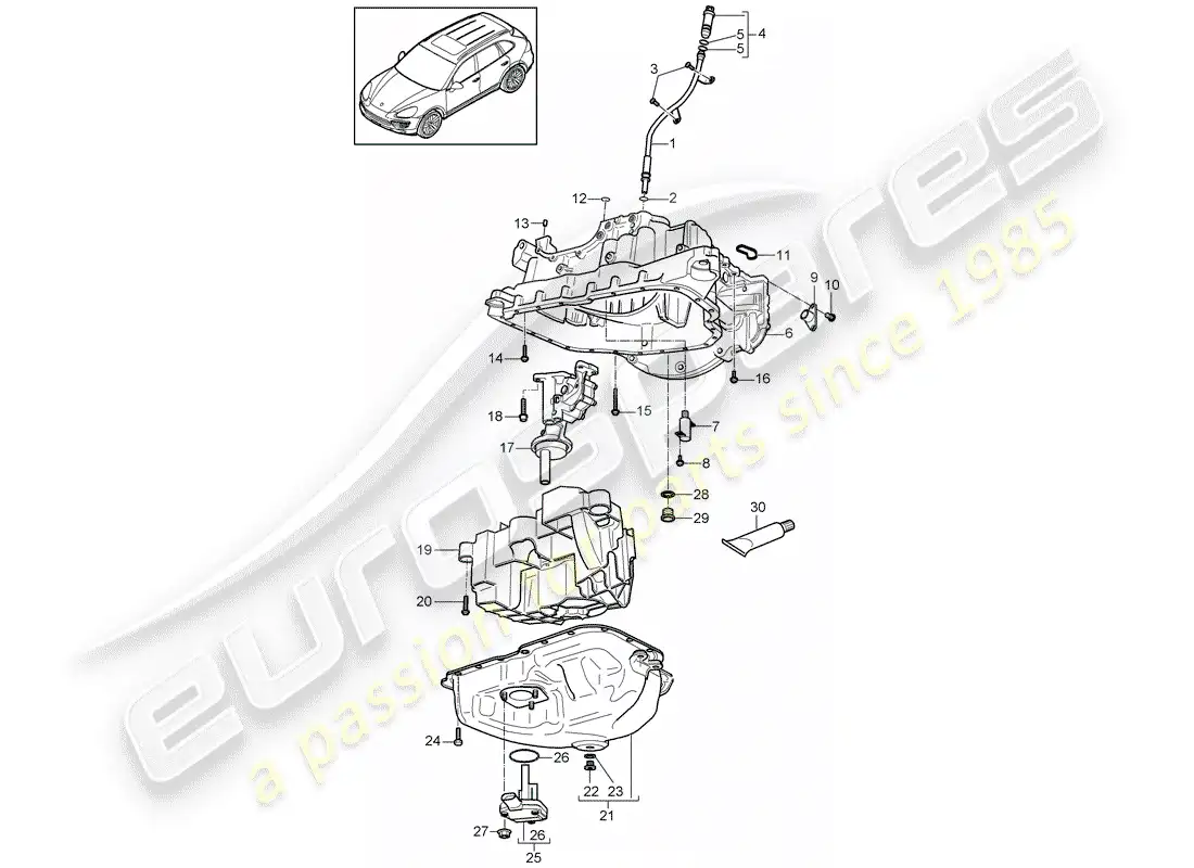 porsche 2014 (cayenne e2 92a) oil-conducting housing part diagram