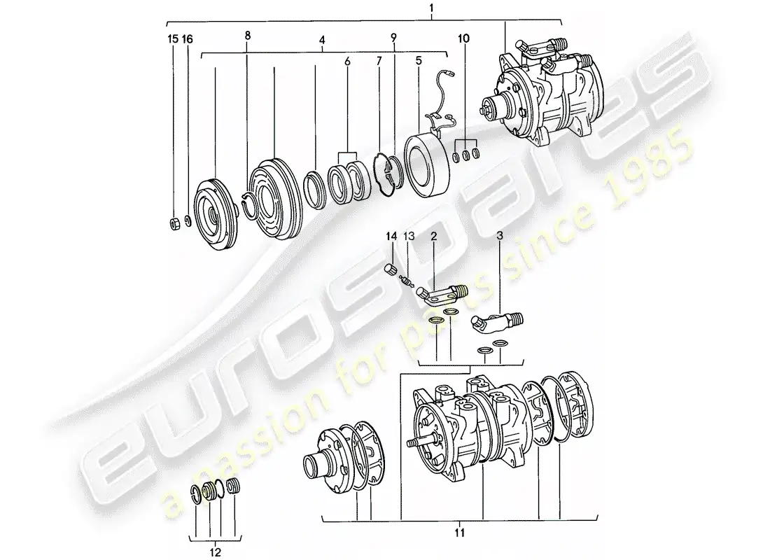 porsche 1979 (924) compressor - d - mj 1979>> - mj 1979 parts diagram