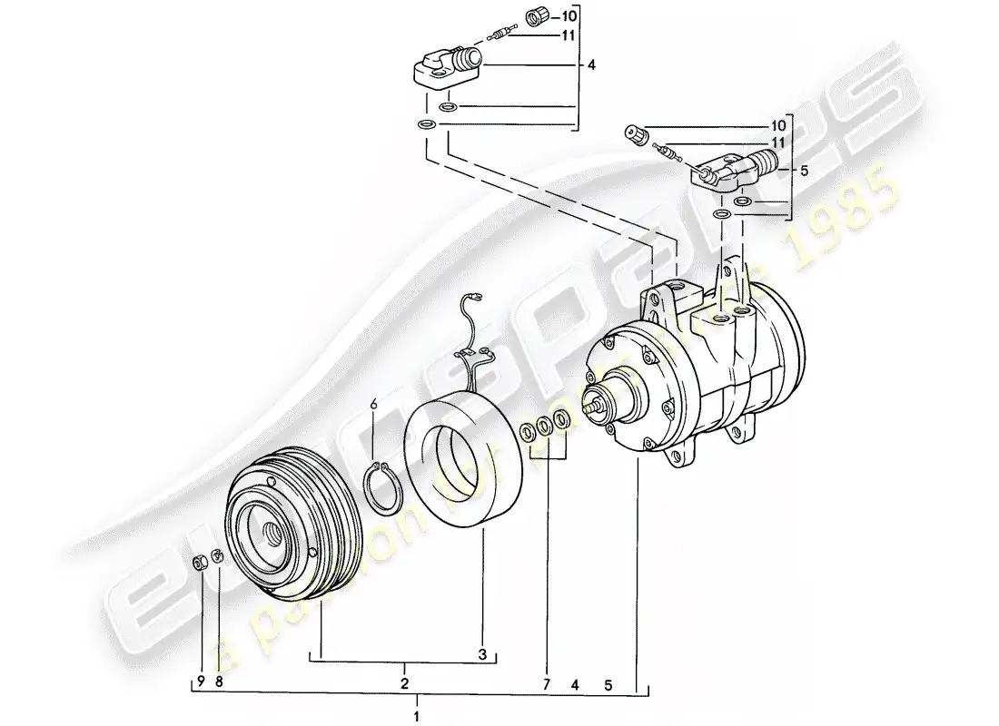 porsche 1984 (944) compressor parts diagram