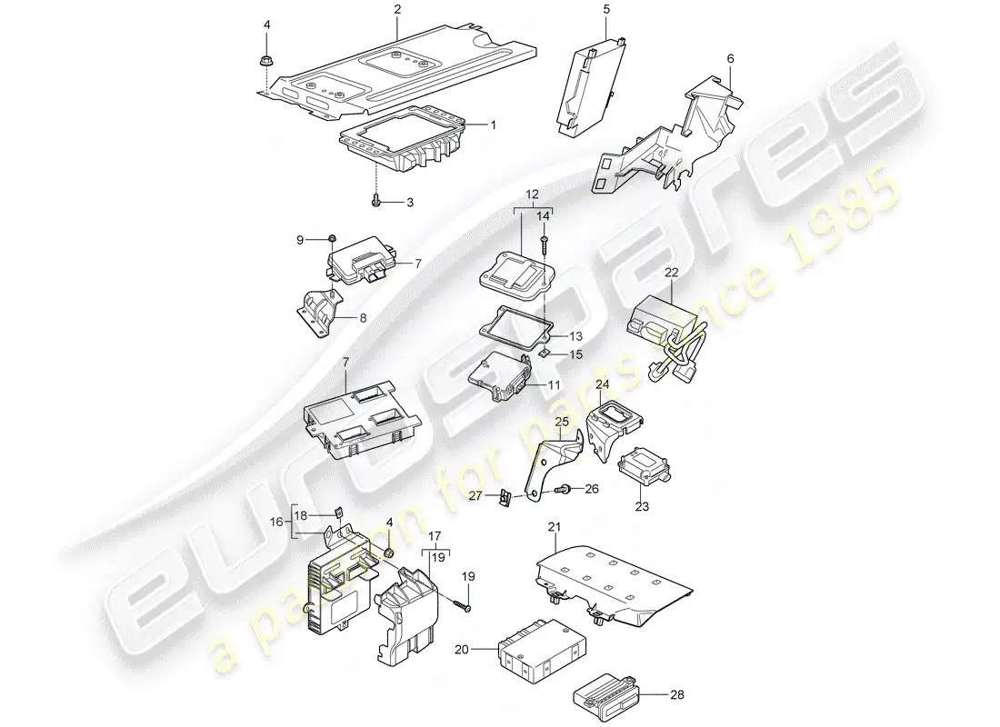 porsche 2007 (997-1 turbo / gt2) control units parts diagram