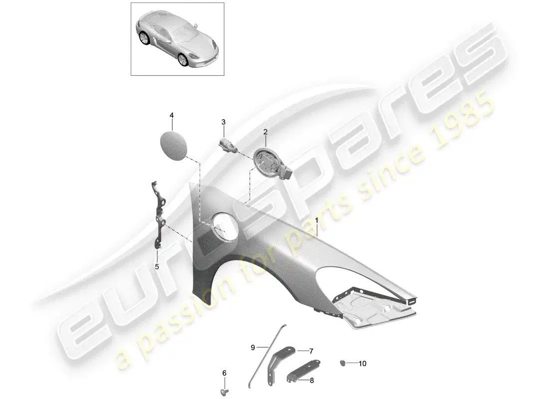 porsche 2017 (718 cayman) fender parts diagram
