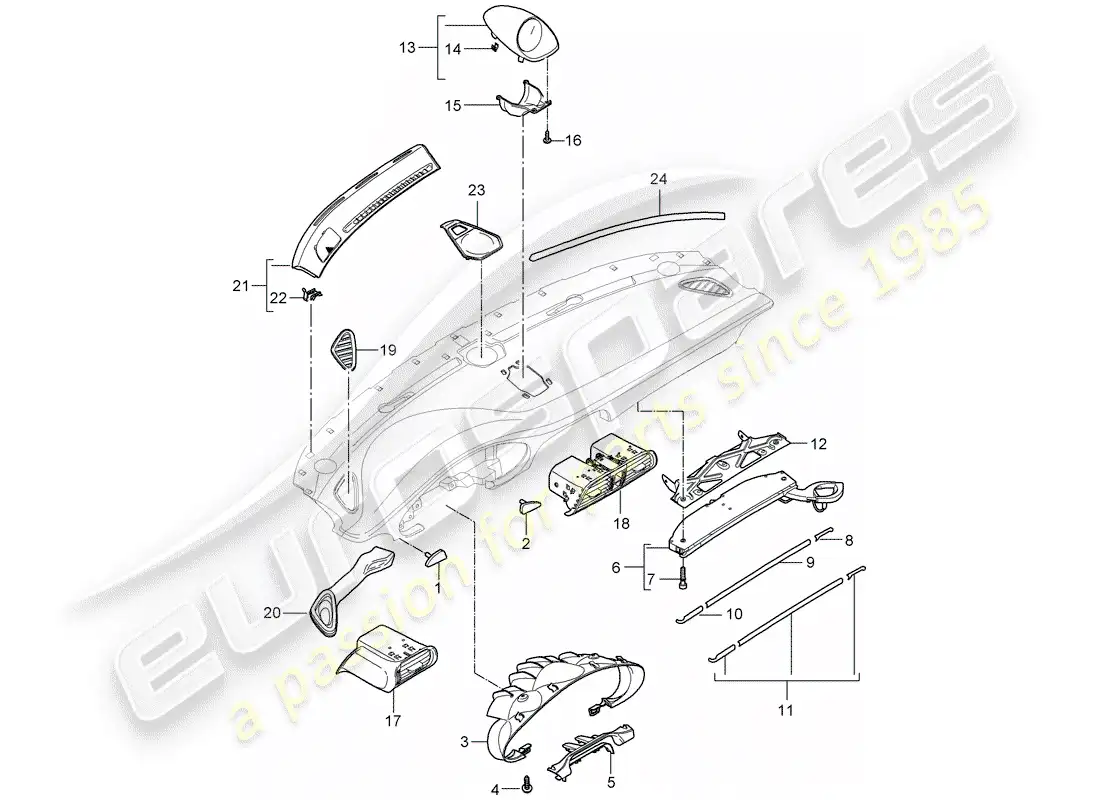 porsche 2009 997-2 turbo / gt2 accessories parts diagram