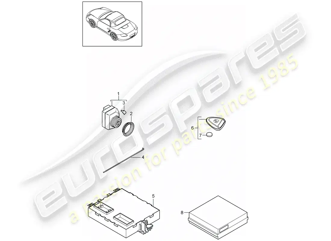 porsche 2012 (987 boxster) control units parts diagram