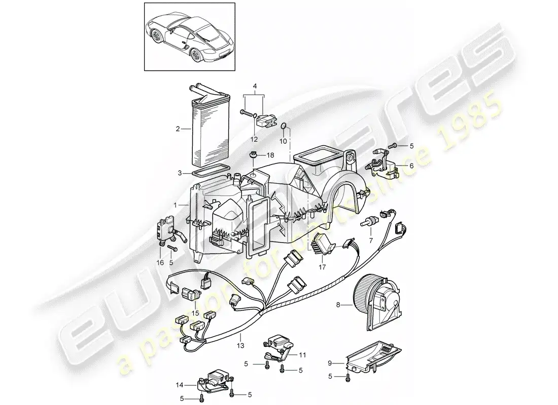 porsche 2012 (987 cayman) air conditioner parts diagram