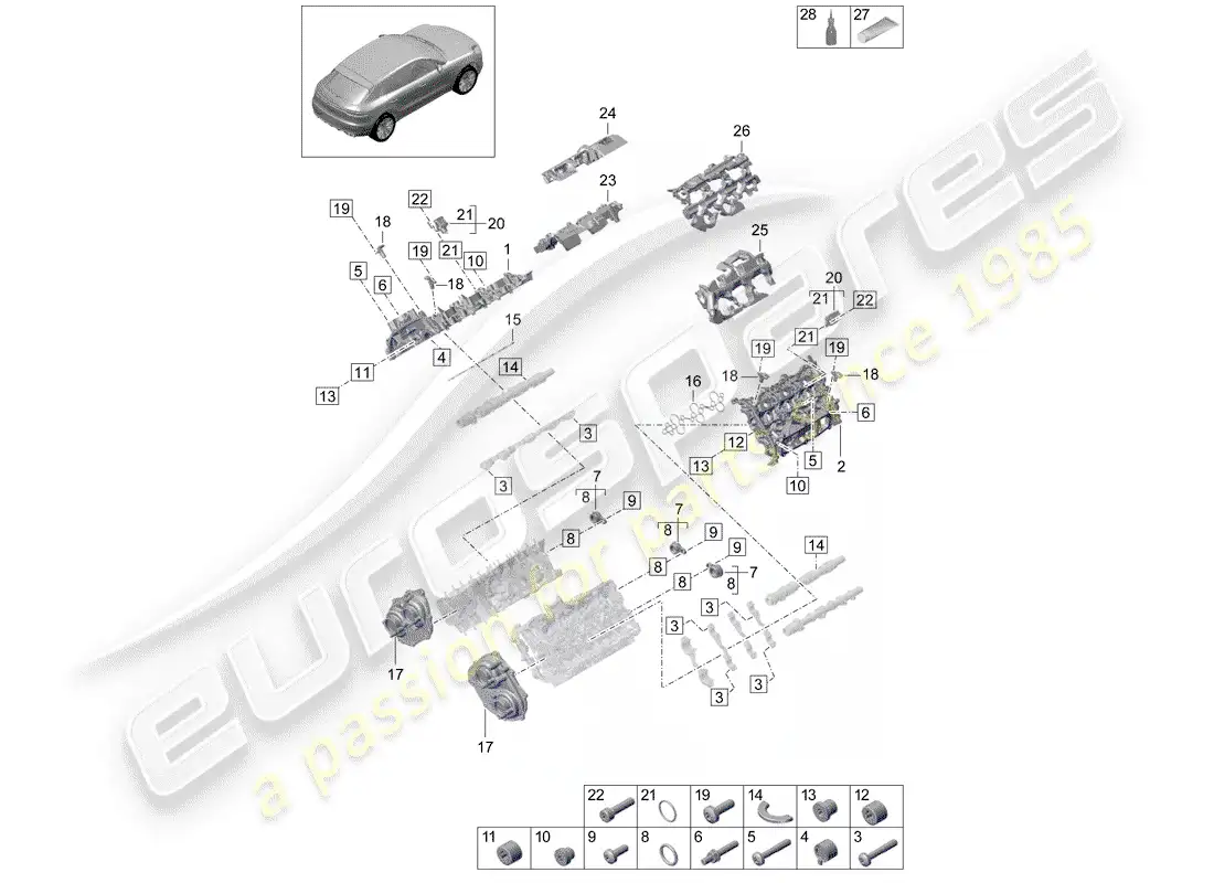 porsche 2020 (macan) valve cover part diagram