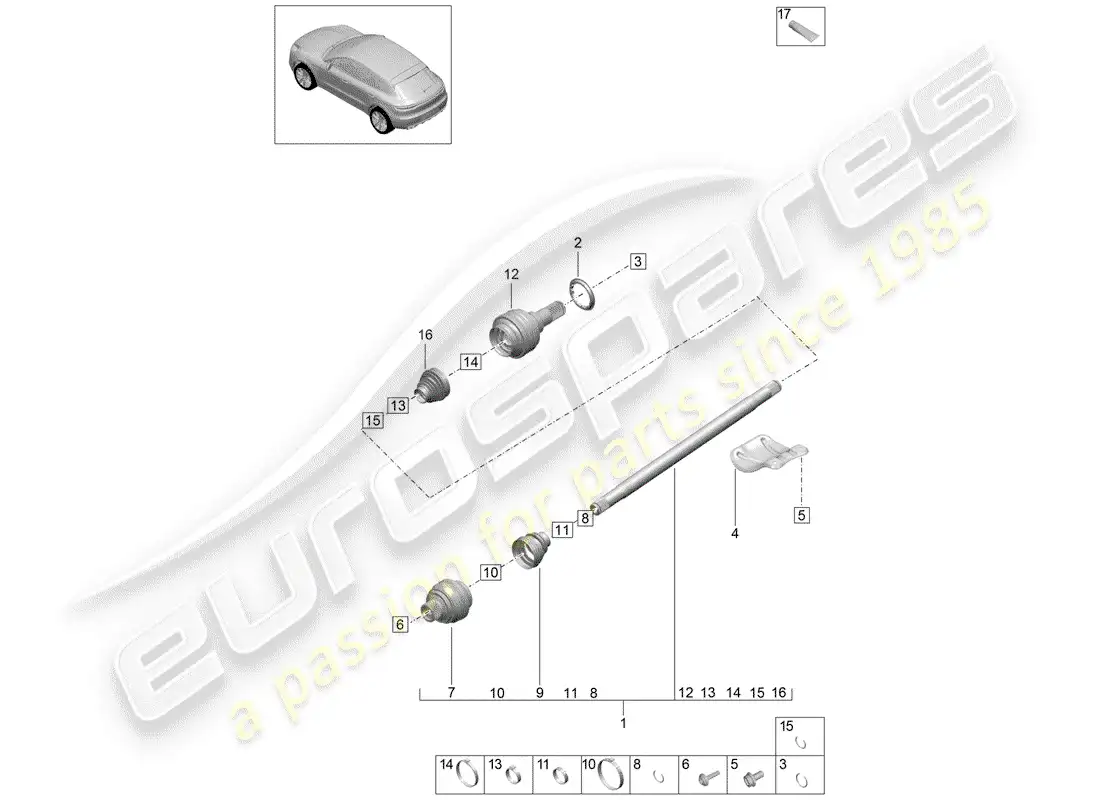 porsche 2020 (macan) drive shaft part diagram
