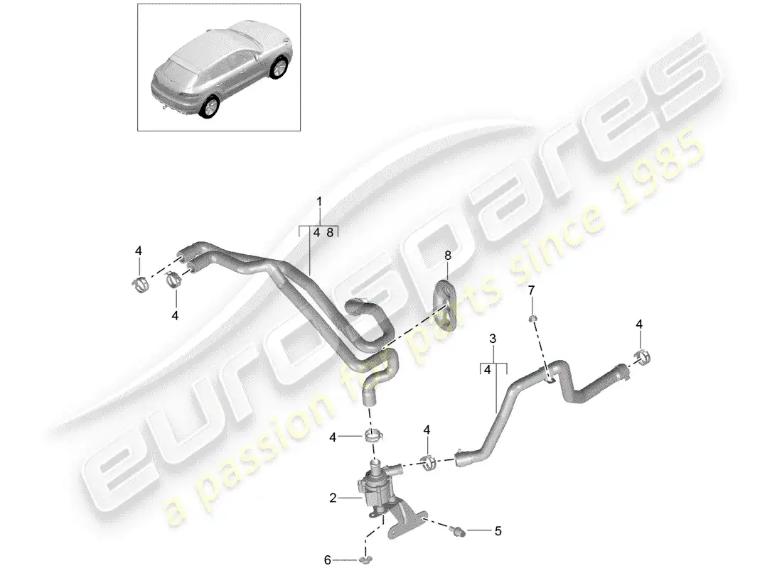 porsche 2016 (macan) heater hose parts diagram