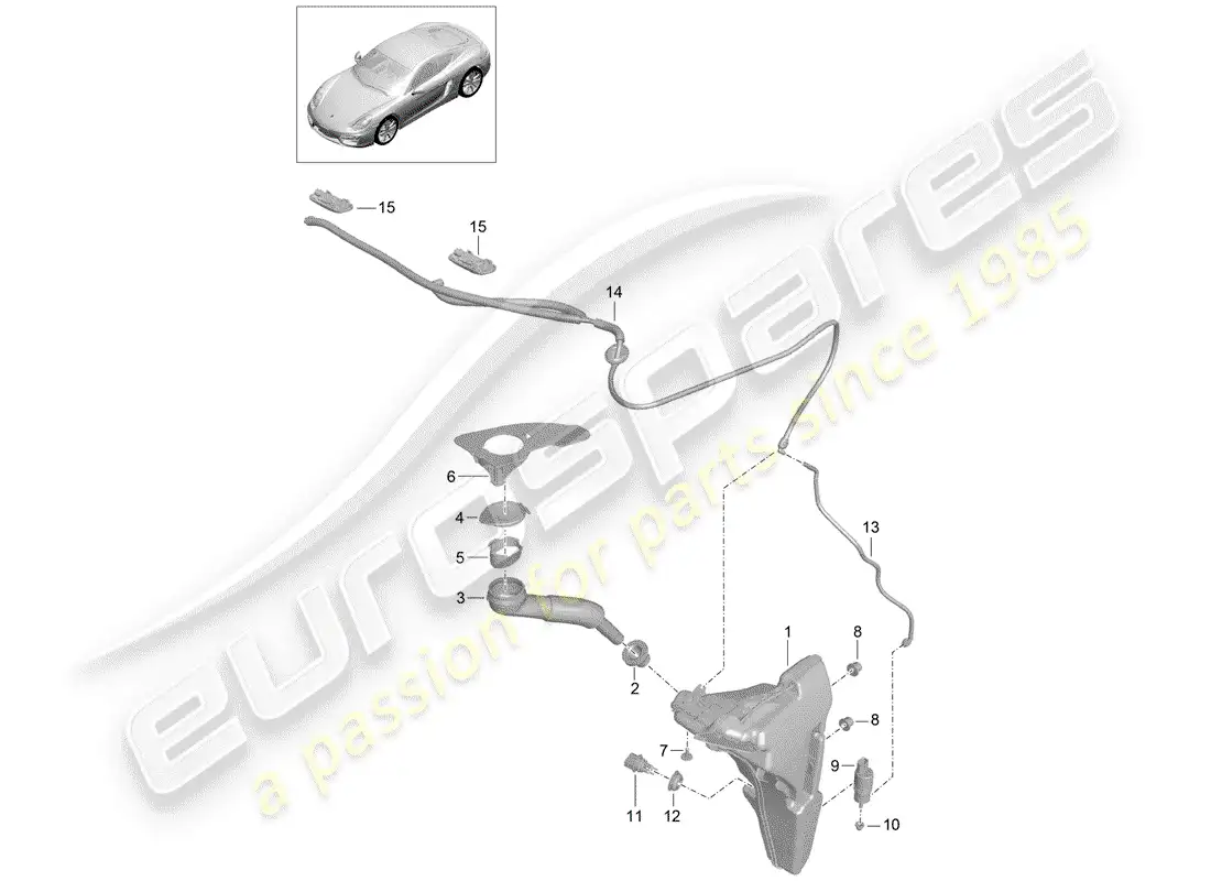 porsche 2016 (981 cayman) windshield washer unit parts diagram