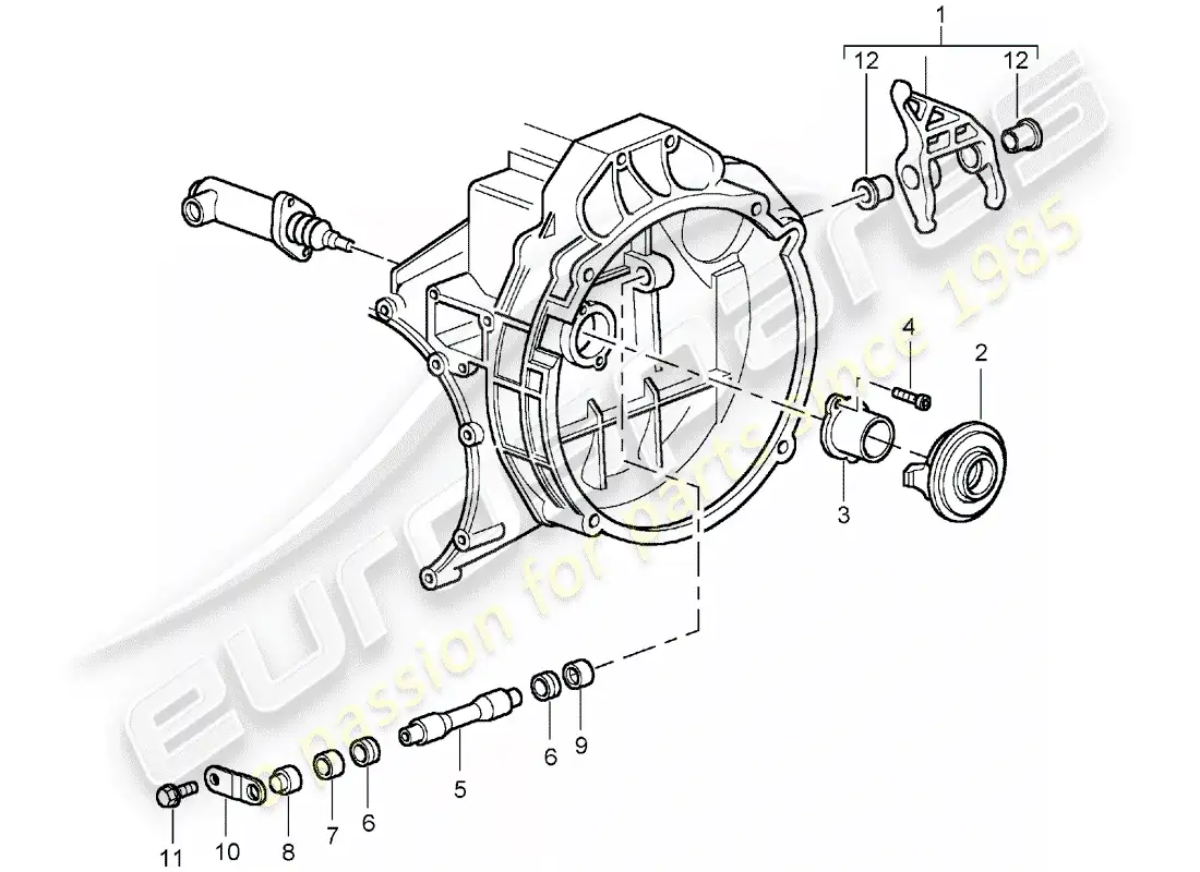 porsche 2004 (996 gt3) clutch release parts diagram