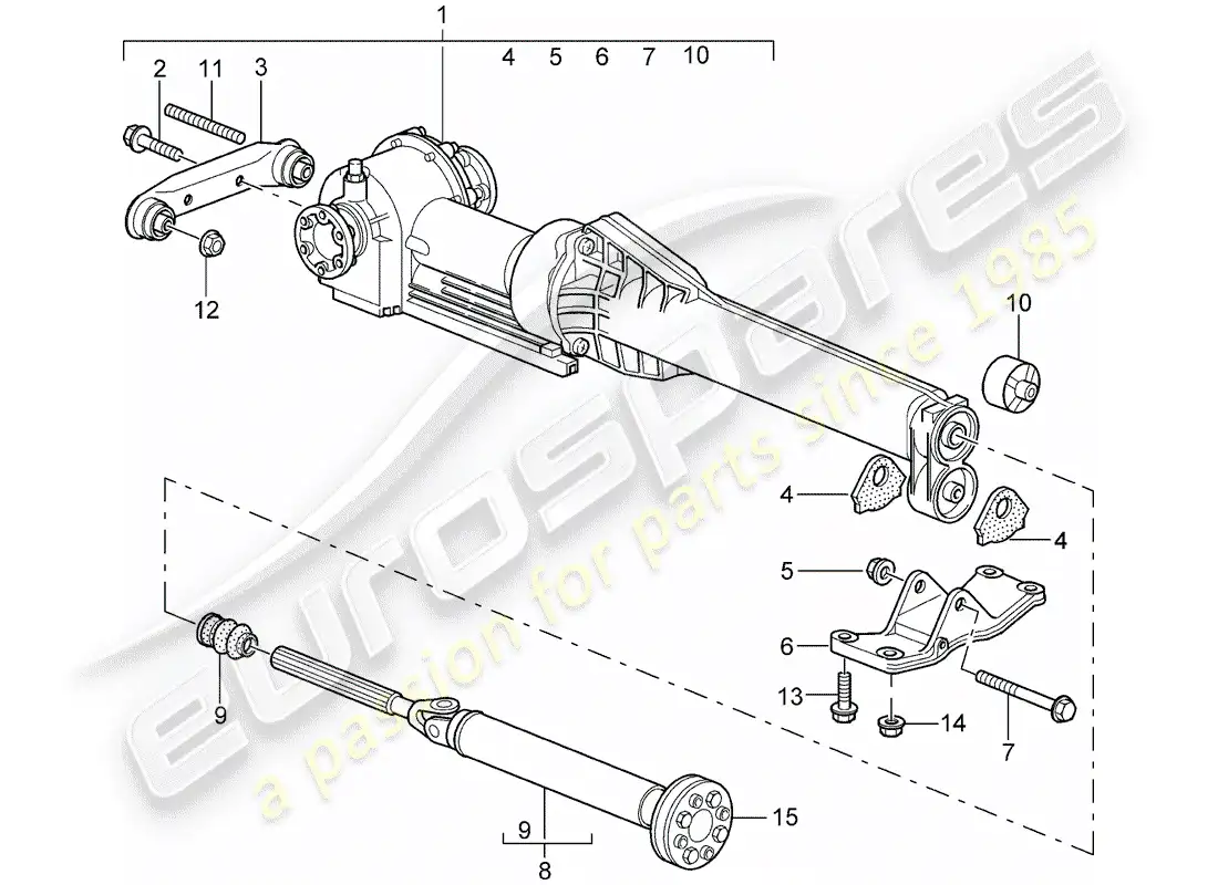 porsche 2002 (996) front axle differential - propeller shaft - d - mj 1999>> parts diagram