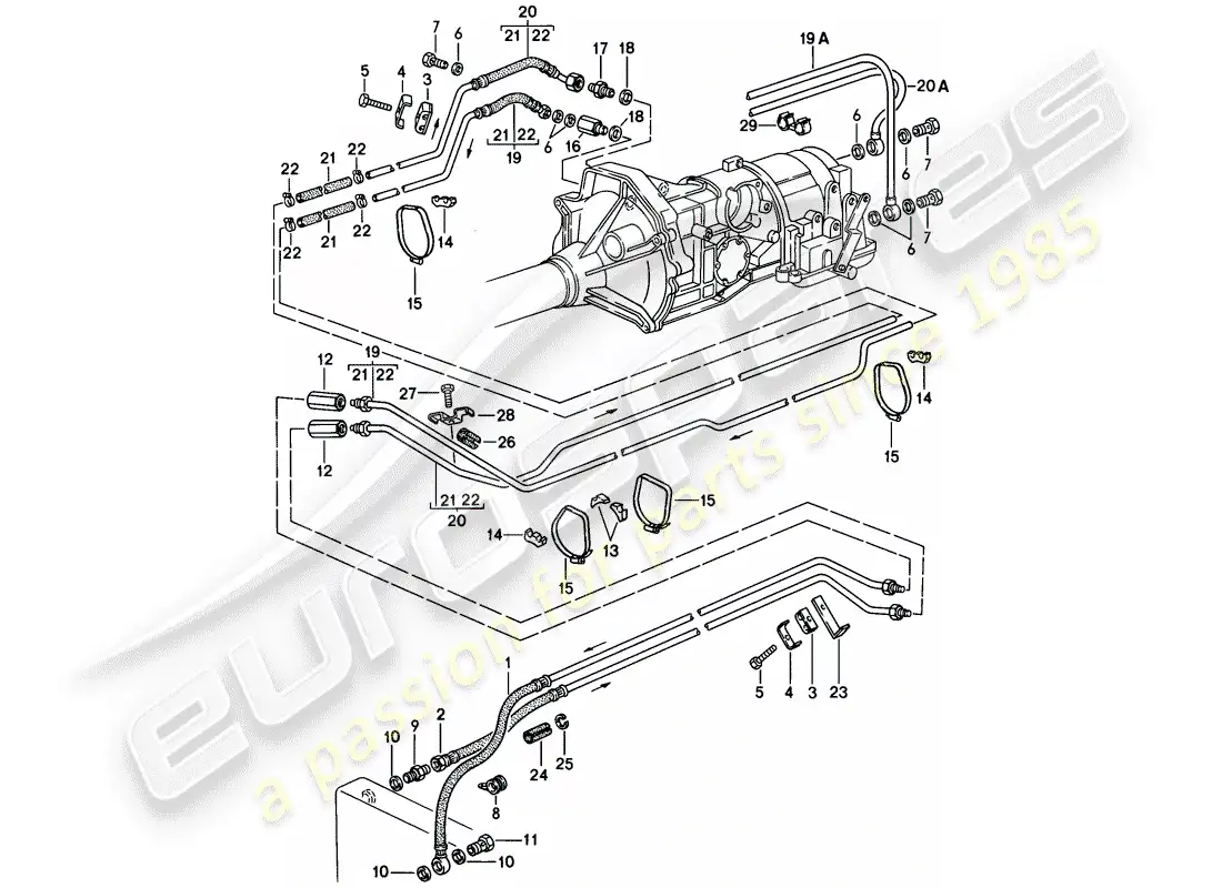 porsche 1982 (944) gear oil cooler - automatic transmission parts diagram