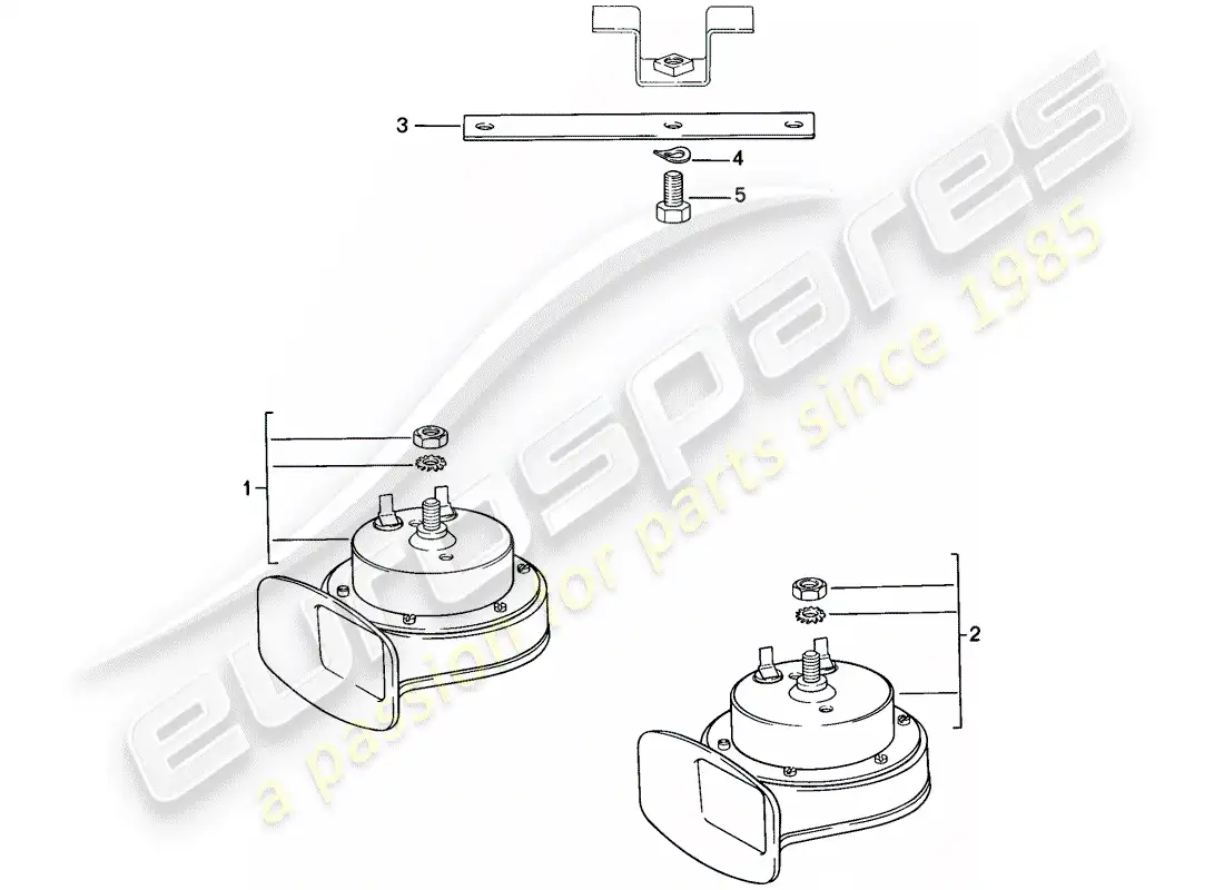porsche 1982 (944) horn parts diagram