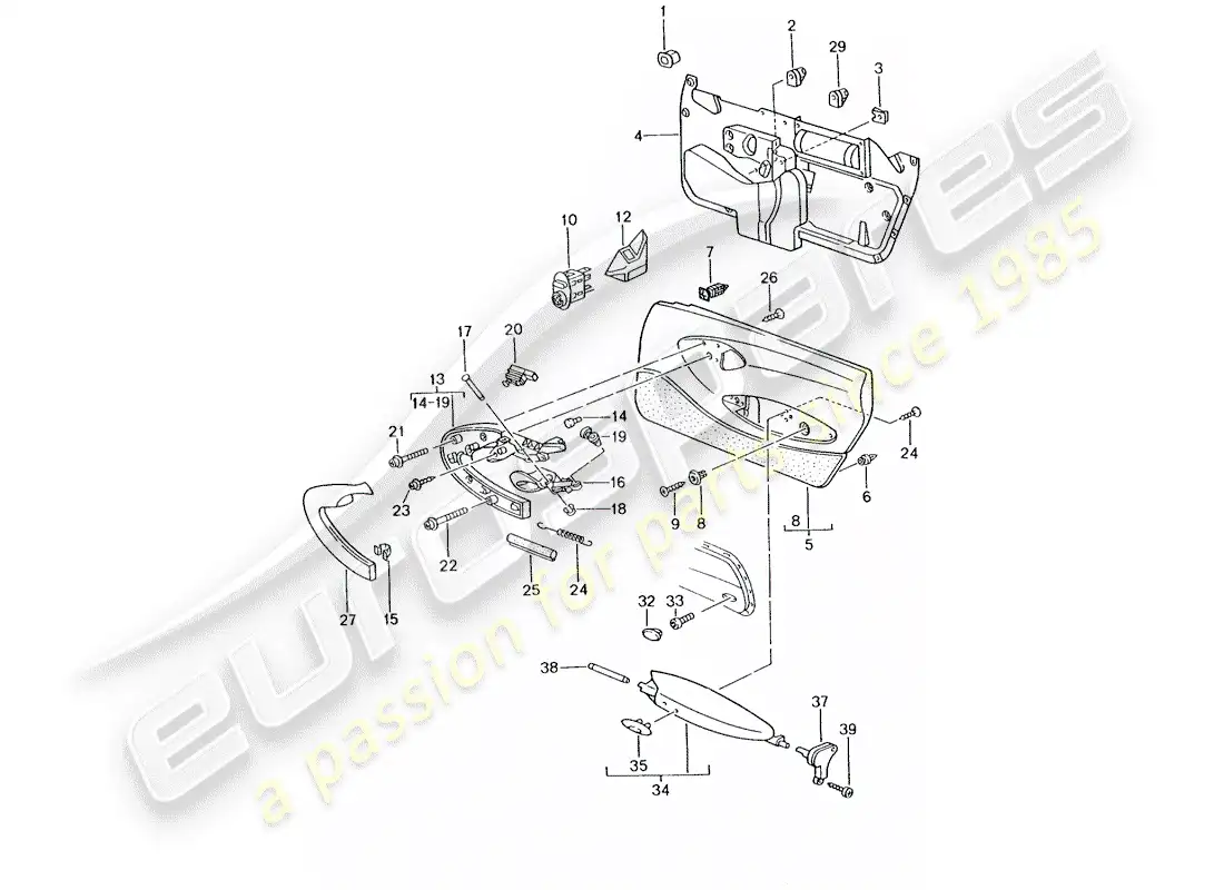 porsche 2005 (996 gt3) door panel - accessories parts diagram