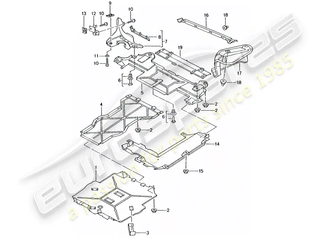 porsche 2004 (996 gt3) trims - for - underbody parts diagram