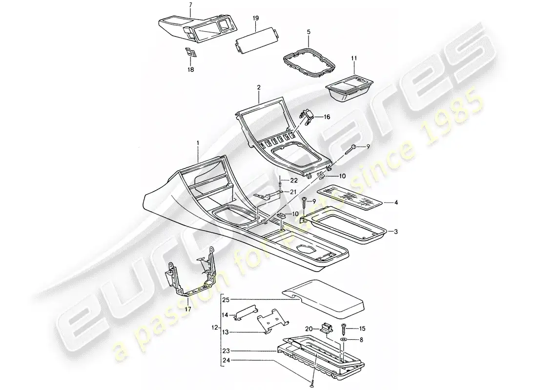 porsche 1994 (968) cassette holder - center console parts diagram