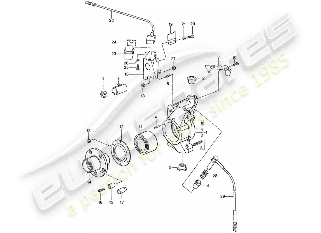 porsche 1987 (959) wheel carrier parts diagram