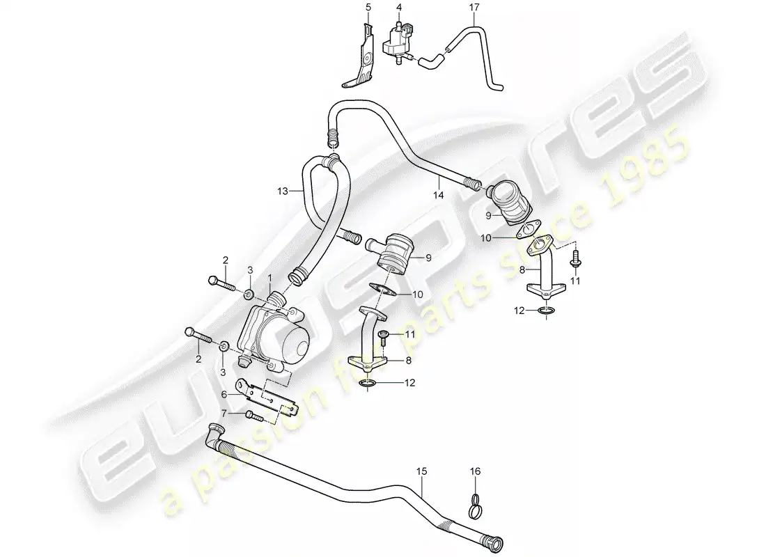 porsche 2008 (997-1 turbo / gt2) air injection parts diagram