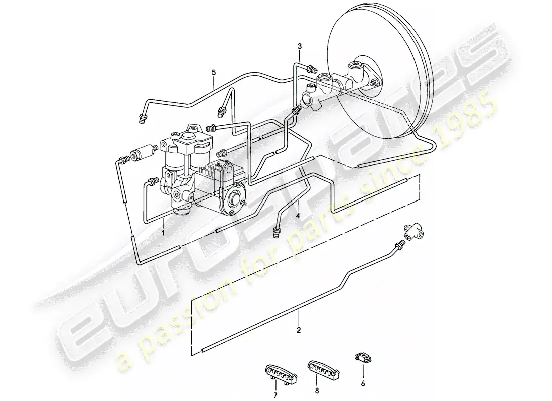 porsche 1986 (928) brake lines - anti-locking brake syst. -abs- - d - mj 1984>> parts diagram