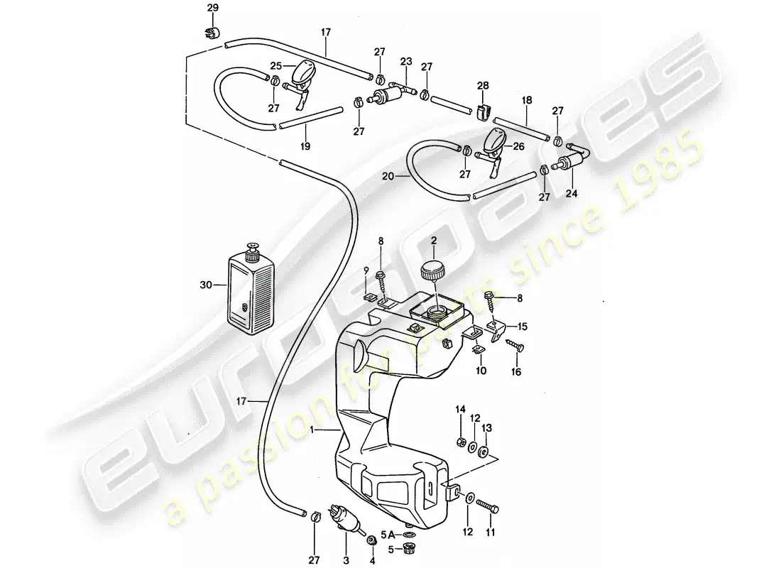 porsche 1989 (944) windshield washer unit parts diagram