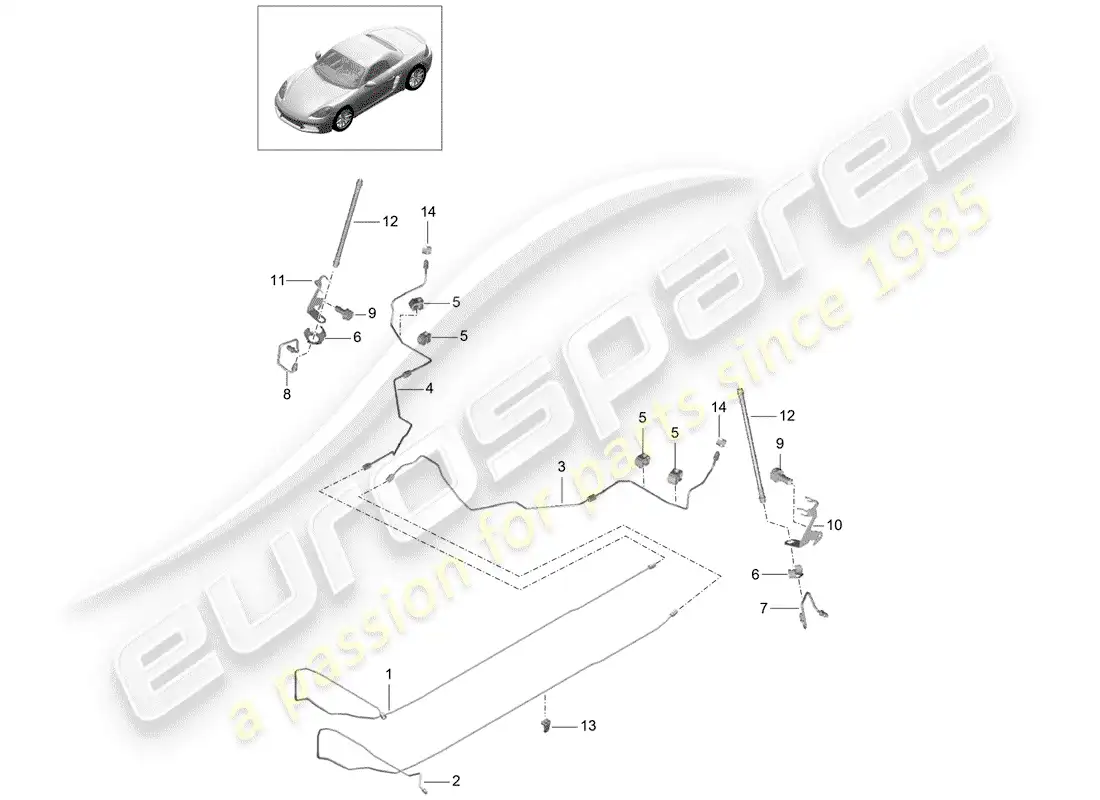 porsche 2019 (718 boxster) brake line parts diagram
